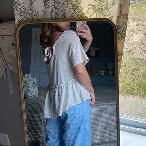 American Eagle Cream Ruffle Tee